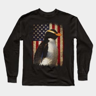 Chill Chic Penguin American Flag Tee for Antarctic Animal Aficionados Long Sleeve T-Shirt